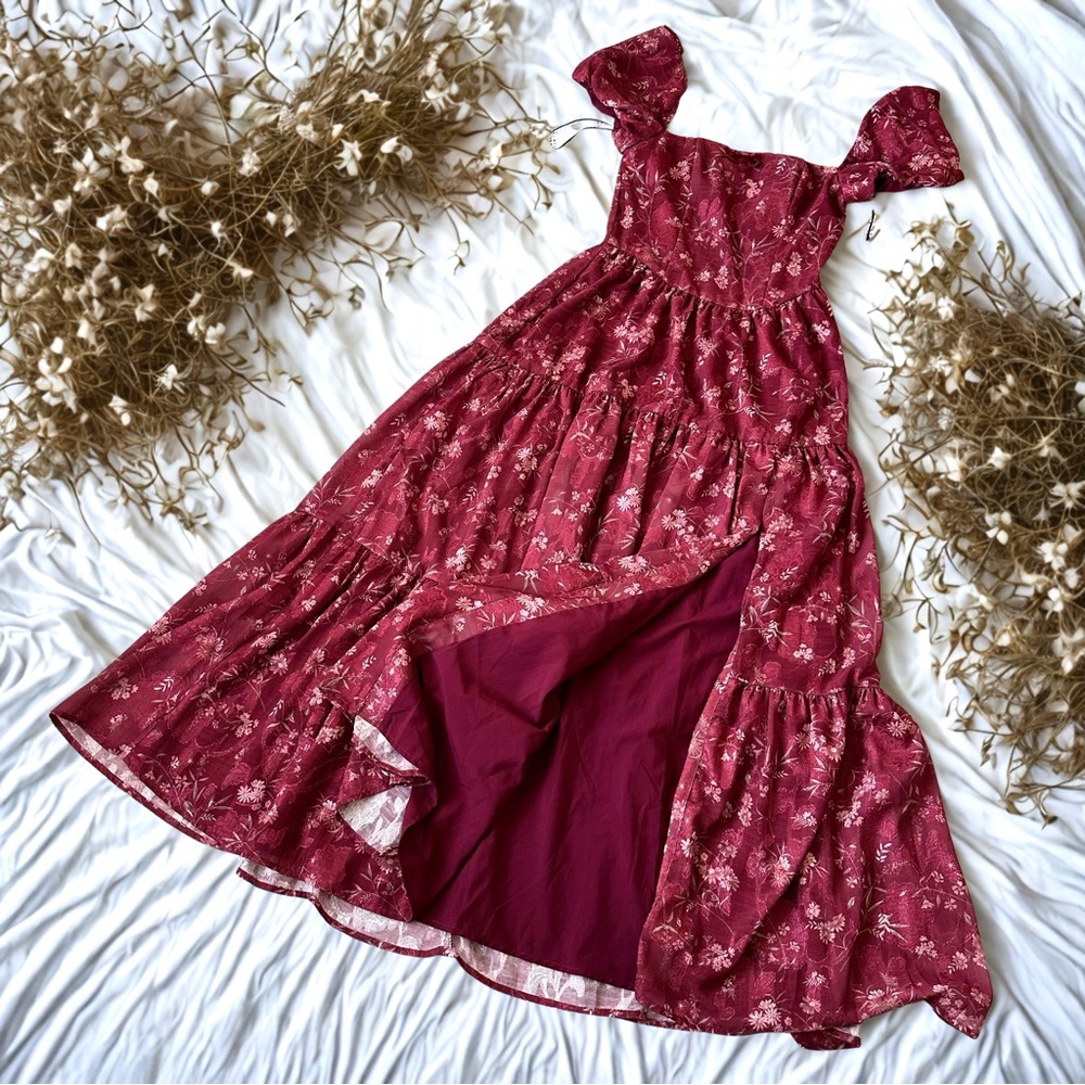 Altar'd State Red Floral Maxi Dress